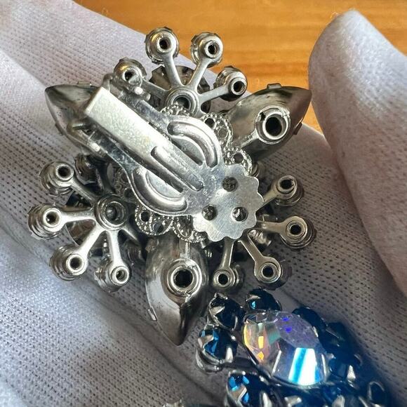 Blue AB Vintage Crystal ear clips - Picture 4 of 4